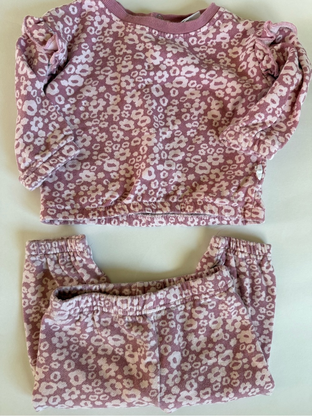 Girls' Pink Floral Print Two-Piece Matching Outfit